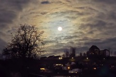 Vom Vollmond beleuchtete Nachtszene